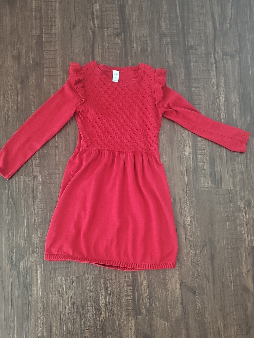 Carter's Red Knit Ruffle-Shoulder Dress